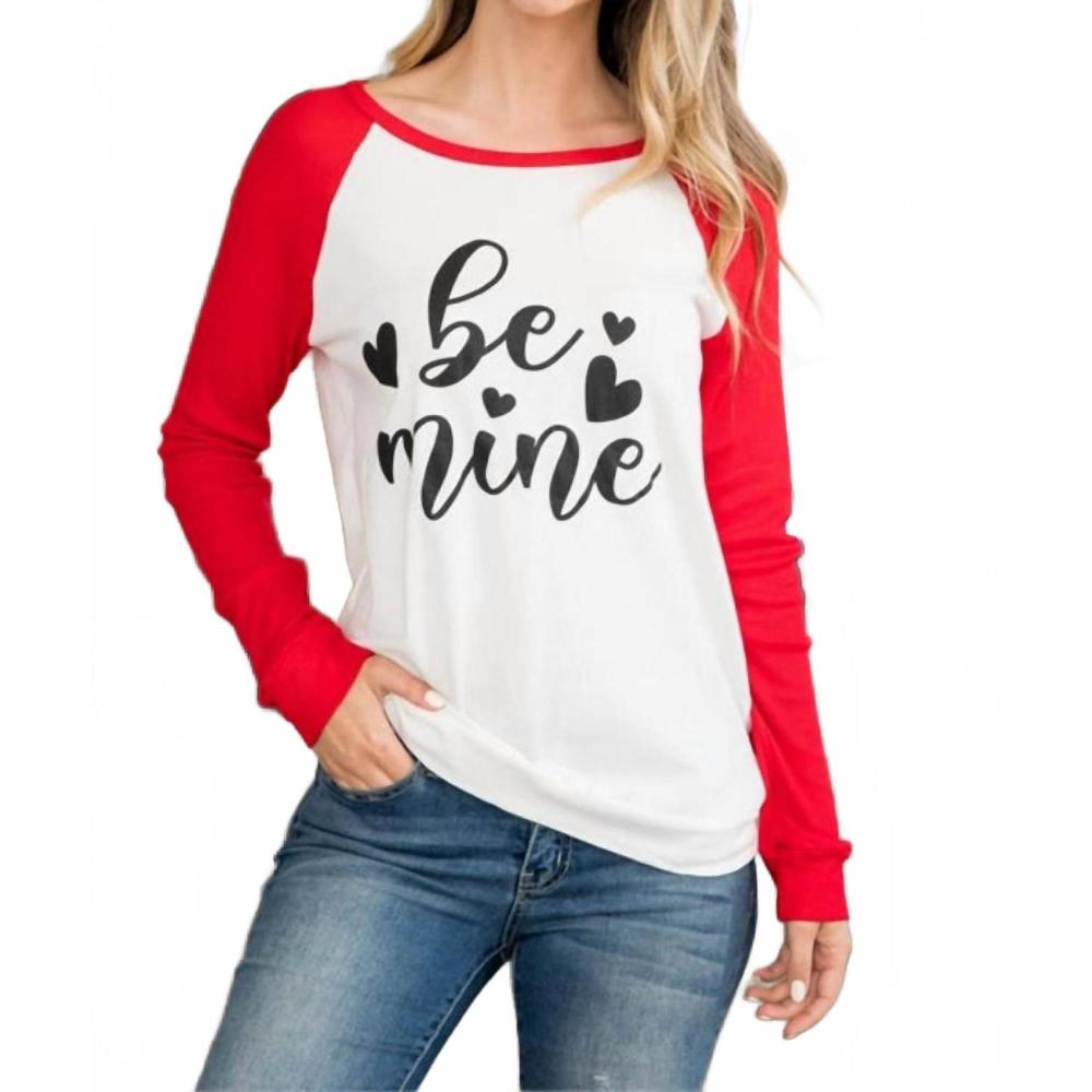 NEW PERFECT PEACH "be mine" long sleeve tee in red